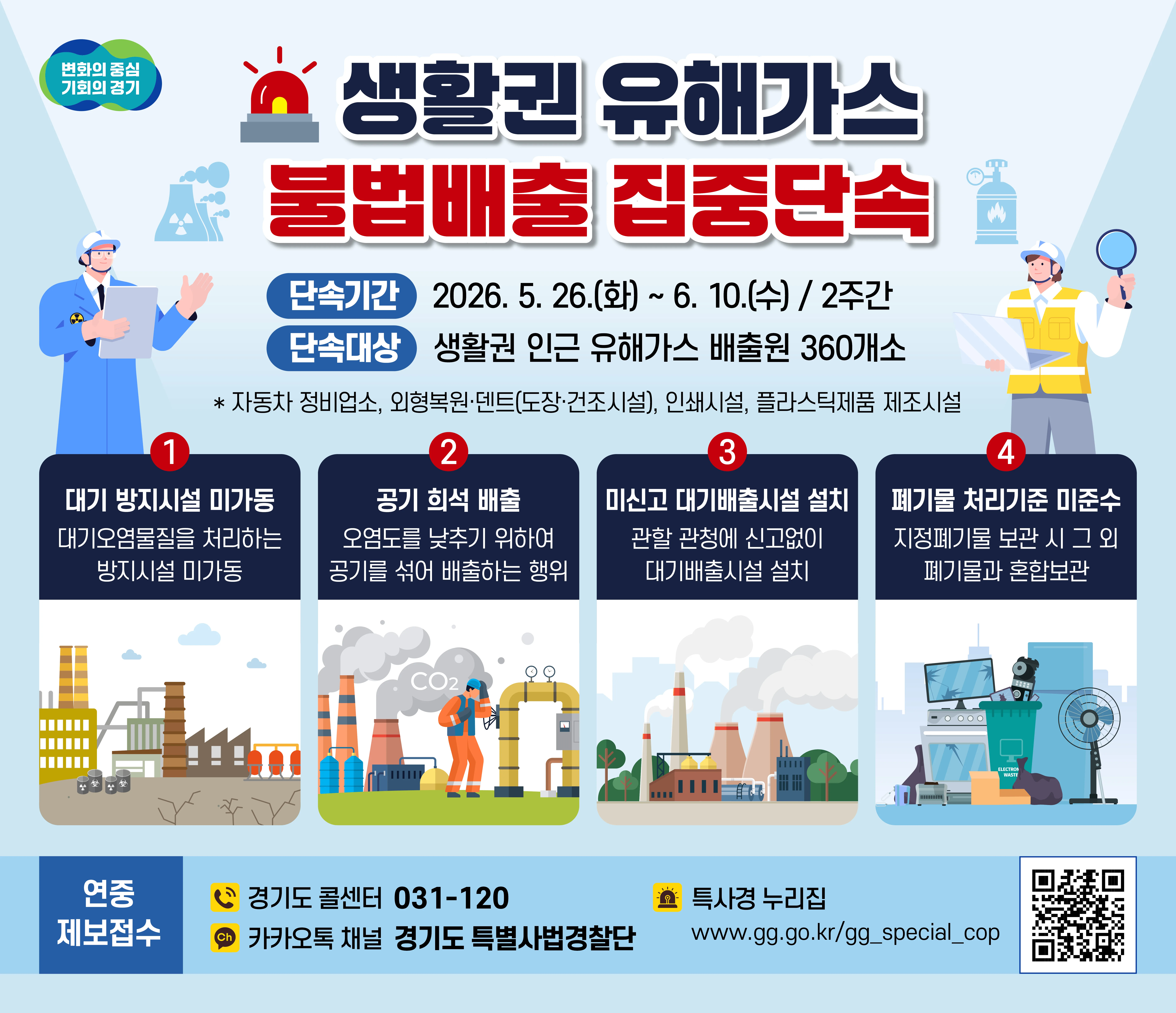 생활권 유해가스 불법배출 집중단속 그래픽 보도자료